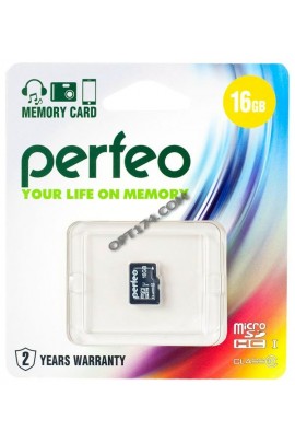 Флэш карта microSDHC 16 GB Perfeo Class 10 без адаптера