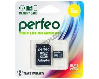 Флэш карта microSDHC 8 GB Perfeo Class 10 с адаптером
