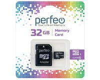 Флэш карта microSDHC 32 GB Perfeo Class 10 с адаптером