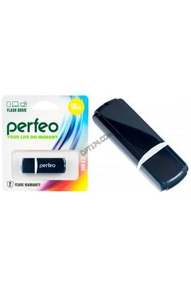 Флэш диск 16 GB USB 2.0 Perfeo C02 Black с колпачком