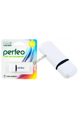 Флэш диск 16 GB USB 2.0 Perfeo C02 White с колпачком