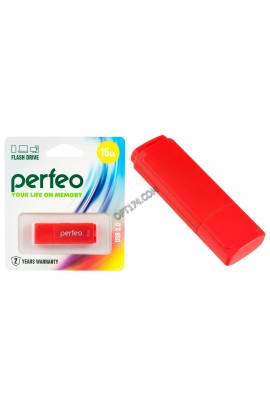 Флэш диск 16 GB USB 2.0 Perfeo C04 Red с колпачком