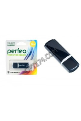 Флэш диск 32 GB USB 2.0 Perfeo C02 Black с колпачком