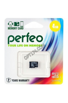 Флэш карта microSDHC 4 GB Perfeo Class 10 без адаптера