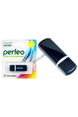 Флэш диск 8 GB USB 2.0 Perfeo C02 Black с колпачком