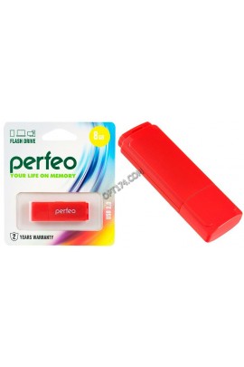 Флэш диск 8 GB USB 2.0 Perfeo C04 Red с колпачком