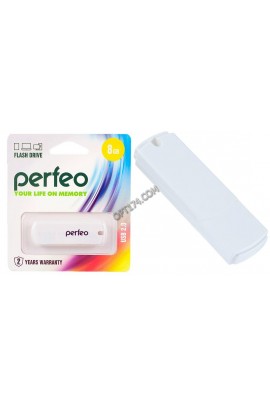 Флэш диск 8 GB USB 2.0 Perfeo C05 White с колпачком