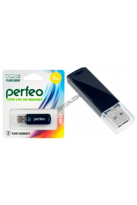 Флэш диск 8 GB USB 2.0 Perfeo C06 Black с колпачком