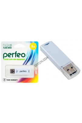 Флэш диск 8 GB USB 2.0 Perfeo C06 White с колпачком