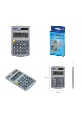Калькулятор STAFF STF-1008-8 карманный, 8 разрядный, металлический, двойное питание, размер 10, 3х6, 2 см, серебристый (250115)