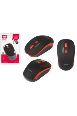 Мышь беспроводная SmartBuy SBM-344CAG-KR USB Optical(800/1200/1600dpi) черно-красная, 2 кнопки+кнопка-колесо кнопка смены разрешения, встроенный аккумулятор зарядкой от USB, блистер