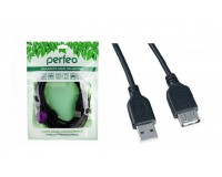 Кабель USB A штекер - USB A гнездо Perfeo длина 3.0м, черный (U4504)