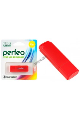 Флэш диск 4 GB USB 2.0 Perfeo C04 Red с колпачком