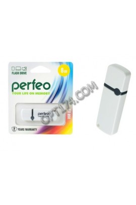 Флэш диск 8 GB USB 2.0 Perfeo C07 White с колпачком
