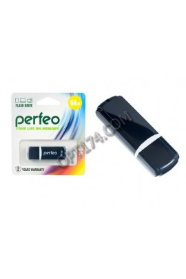 Флэш диск 64 GB USB 2.0 Perfeo C02 Black с колпачком
