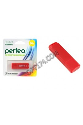 Флэш диск 64 GB USB 2.0 Perfeo C04 Red с колпачком