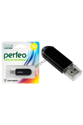 Флэш диск 8 GB USB 2.0 Perfeo C03 Black с колпачком