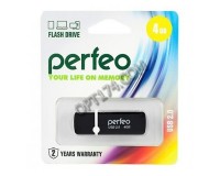 Флэш диск 4 GB USB 2.0 Perfeo C07 Black с колпачком