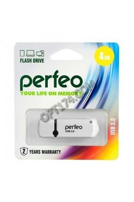 Флэш диск 4 GB USB 2.0 Perfeo C07 White с колпачком