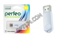 Флэш диск 64 GB USB 2.0 Perfeo C03 White с колпачком