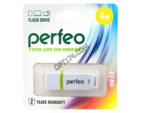 Флэш диск 4 GB USB 2.0 Perfeo C11 White с колпачком