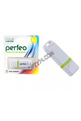 Флэш диск 8 GB USB 2.0 Perfeo C11 White с колпачком