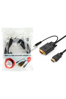 Конвертер Cablexpert A-HDMI-VGA-03-6 встроенный чип-конвертор сигналов, 3.5 мм стерео-аудио штекер, пакет, длина 1, 8 м