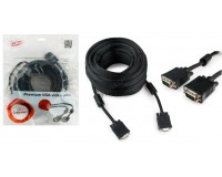 Кабель VGA-VGA Cablexpert 20м, тройной экран, 2 фильтра, пакет, черный (CC-PPVGA-20M-B)