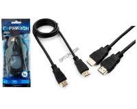 Кабель HDMI-HDMI Гарнизон 1м GOLD ver.1.4b, пакет, черный (GCC-HDMI-1M)