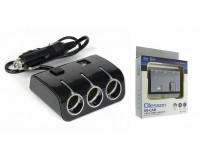Переходник для прикуривателя OLESSON 1506 на 3 гнезда(120W) + 2 USB(5V/1200mA), на шнуре до 0, 6 м