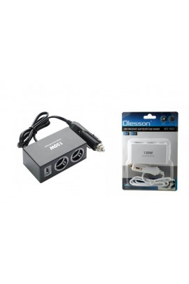 Переходник для прикуривателя OLESSON 1522 на 2 гнезда(120W)+ USB(5V/1200mA), на шнуре до 0, 6 м
