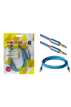 Кабель Jack 3.5 штекер-штекер Defender длина 1, 2м, нейлон, пакет синий (JACK01-03)