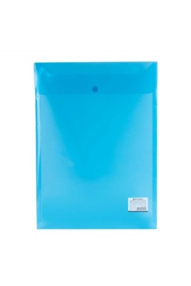 Папка - конверт BRAUBERG 224977 Формат: А4, с кнопкой, вертикальная, прозрачная, синяя, до 100 листов, 0, 15 мм