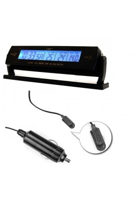 Часы автомобильные VST 7013V дата, время, будильник, вольтметр, темпратура внутренняя и наружная, подсветка