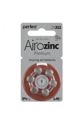 Батарейка. Perfeo ZA312 BL 6 Airozinc Premium (для слуховых аппаратов)