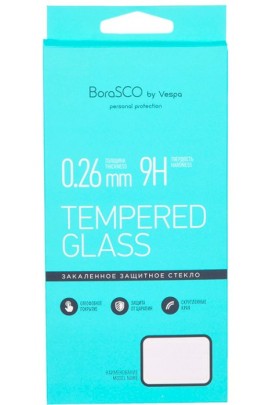 Защитное стекло VSP (BoraSCO) 34858 для Honor 7C Pro глянцевое, толщина 0.26мм, закругленные края 2.5D, твердость 9H, Full Cover + Full Glue, белая рамка