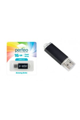 Флэш диск 16 GB USB 2.0 Perfeo E01 economy series Black с колпачком, металлический корпус