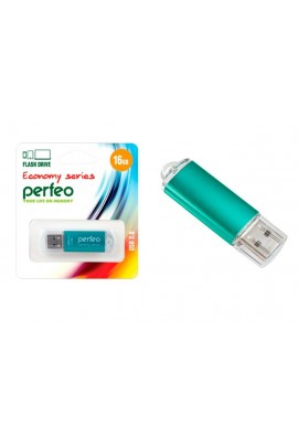 Флэш диск 16 GB USB 2.0 Perfeo E01 economy series Green с колпачком, металлический корпус