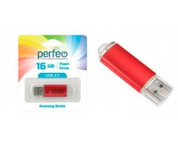 Флэш диск 16 GB USB 2.0 Perfeo E01 economy series Red с колпачком, металлический корпус