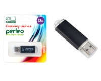 Флэш диск 32 GB USB 2.0 Perfeo E01 economy series Black с колпачком, металлический корпус