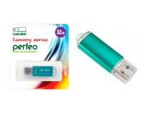 Флэш диск 32 GB USB 2.0 Perfeo E01 economy series Green с колпачком, металлический корпус
