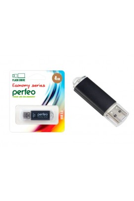 Флэш диск 4 GB USB 2.0 Perfeo E01 economy series Black с колпачком, металлический корпус