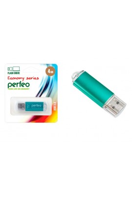 Флэш диск 4 GB USB 2.0 Perfeo E01 economy series Green с колпачком, металлический корпус