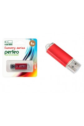 Флэш диск 4 GB USB 2.0 Perfeo E01 economy series Red с колпачком, металлический корпус