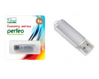 Флэш диск 4 GB USB 2.0 Perfeo E01 economy series Silver с колпачком, металлический корпус