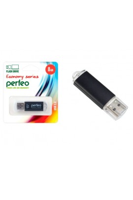 Флэш диск 8 GB USB 2.0 Perfeo E01 economy series Black с колпачком, металлический корпус
