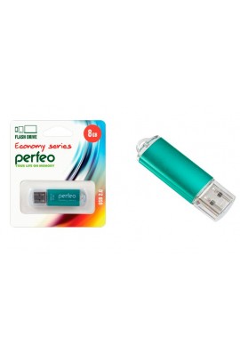 Флэш диск 8 GB USB 2.0 Perfeo E01 economy series Green с колпачком, металлический корпус