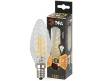 Лампа светодиодная Эра BTW 5Вт 170-265В E14 2700K F-LED(филамент), свеча витая , стекло/пластик/металл, светоотдача 103 Лм/Вт, аналог 40 Вт