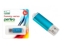 Флэш диск 8 GB USB 2.0 Perfeo E01 economy series Blue с колпачком, металлический корпус