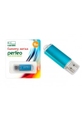 Флэш диск 16 GB USB 2.0 Perfeo E01 economy series Blue с колпачком, металлический корпус